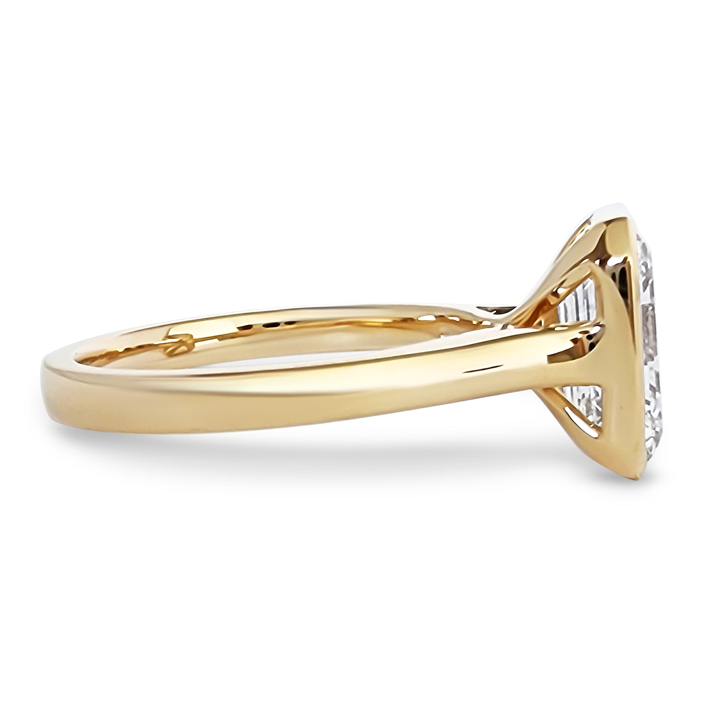 Radiant cut 3ct Bezel set Engagement Ring