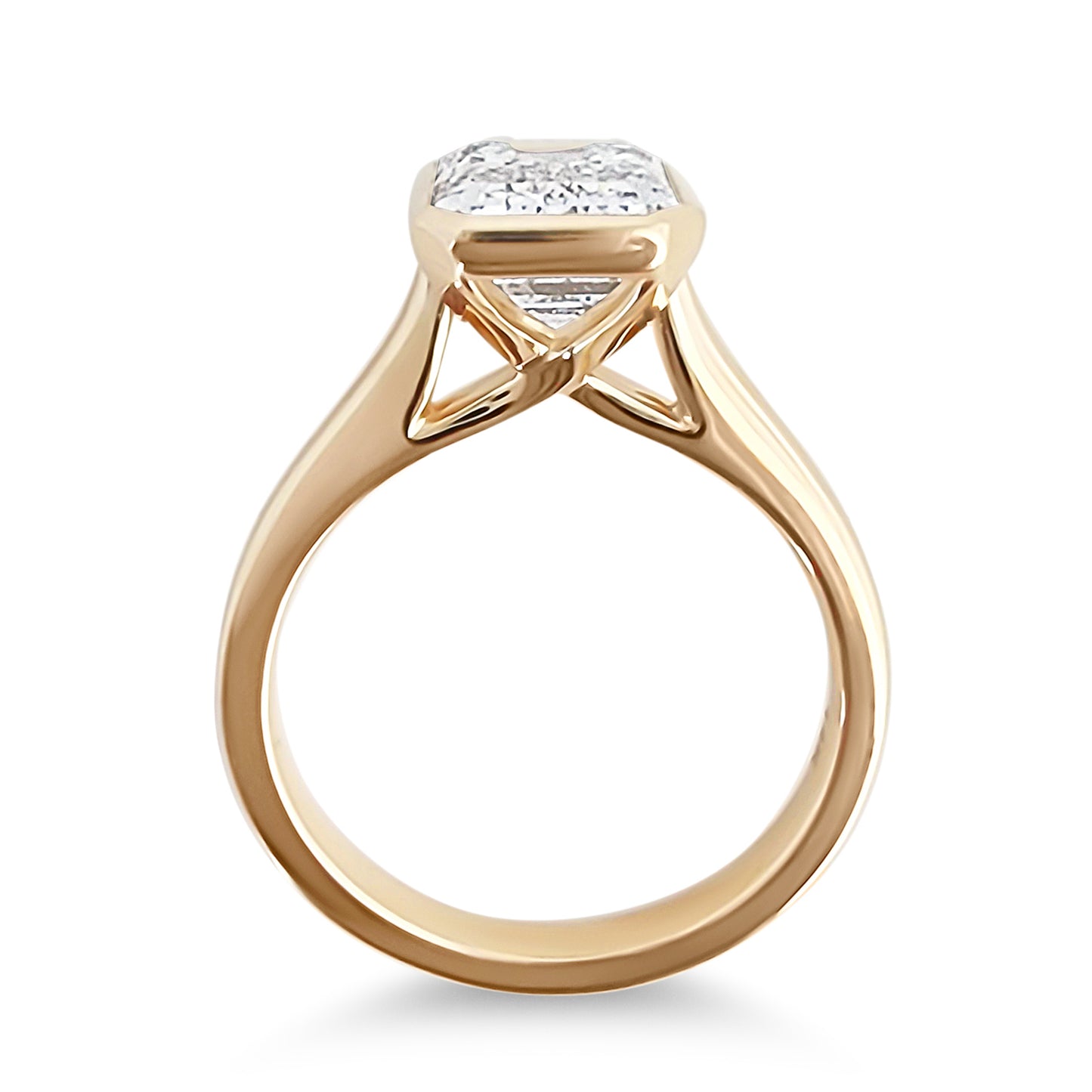 Radiant cut 3ct Bezel set Engagement Ring