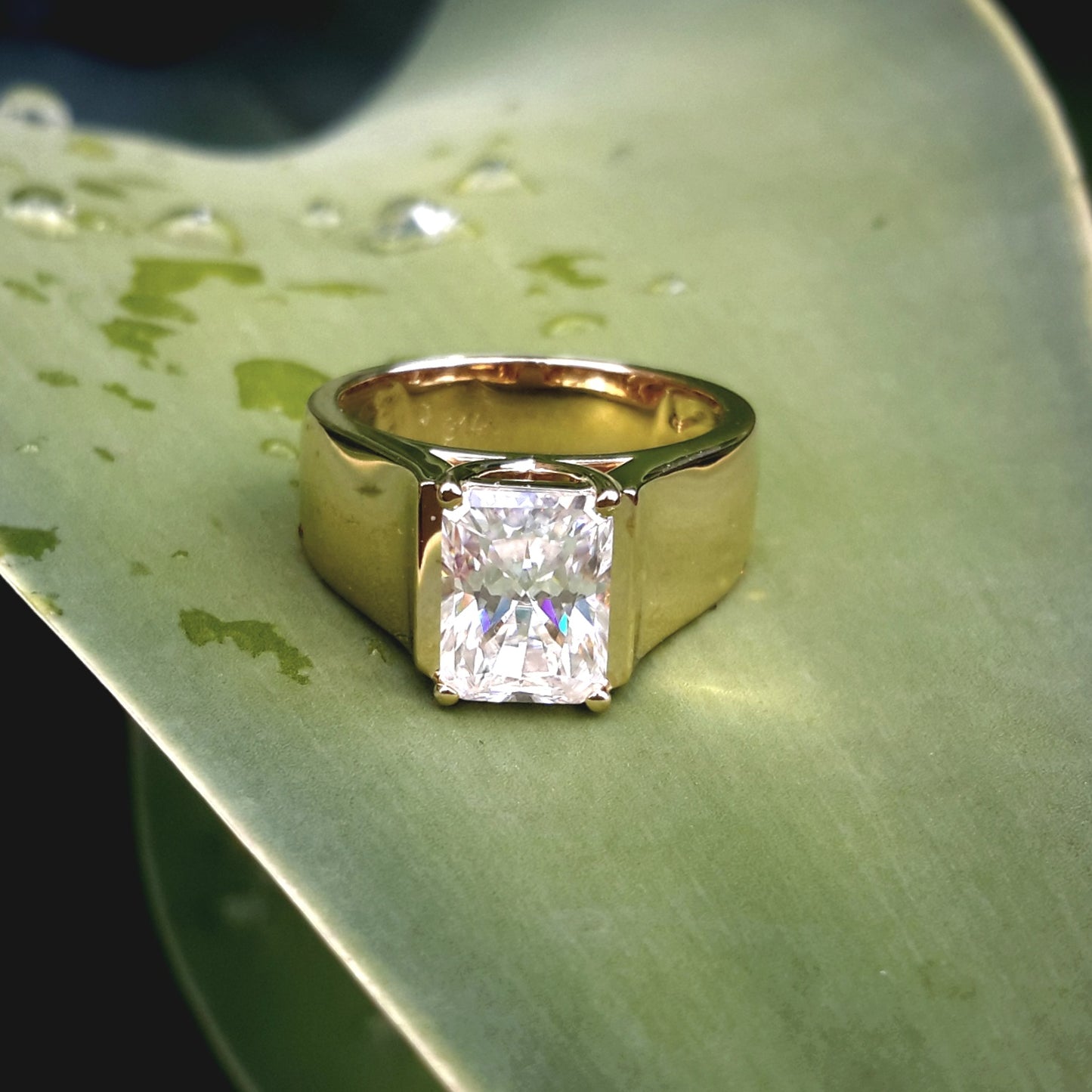 Radiant Cut, Wide Band Engagement Ring