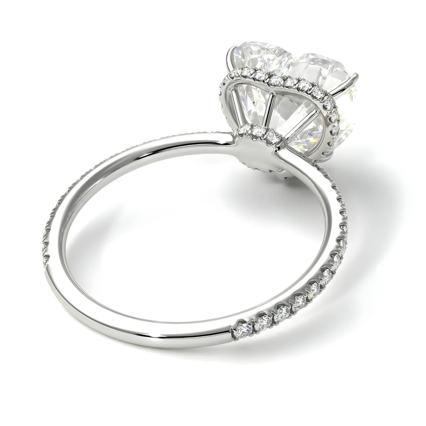 Heart Shape Romantic Engagement Ring. Choose Moissanite or Lab-Diamonds