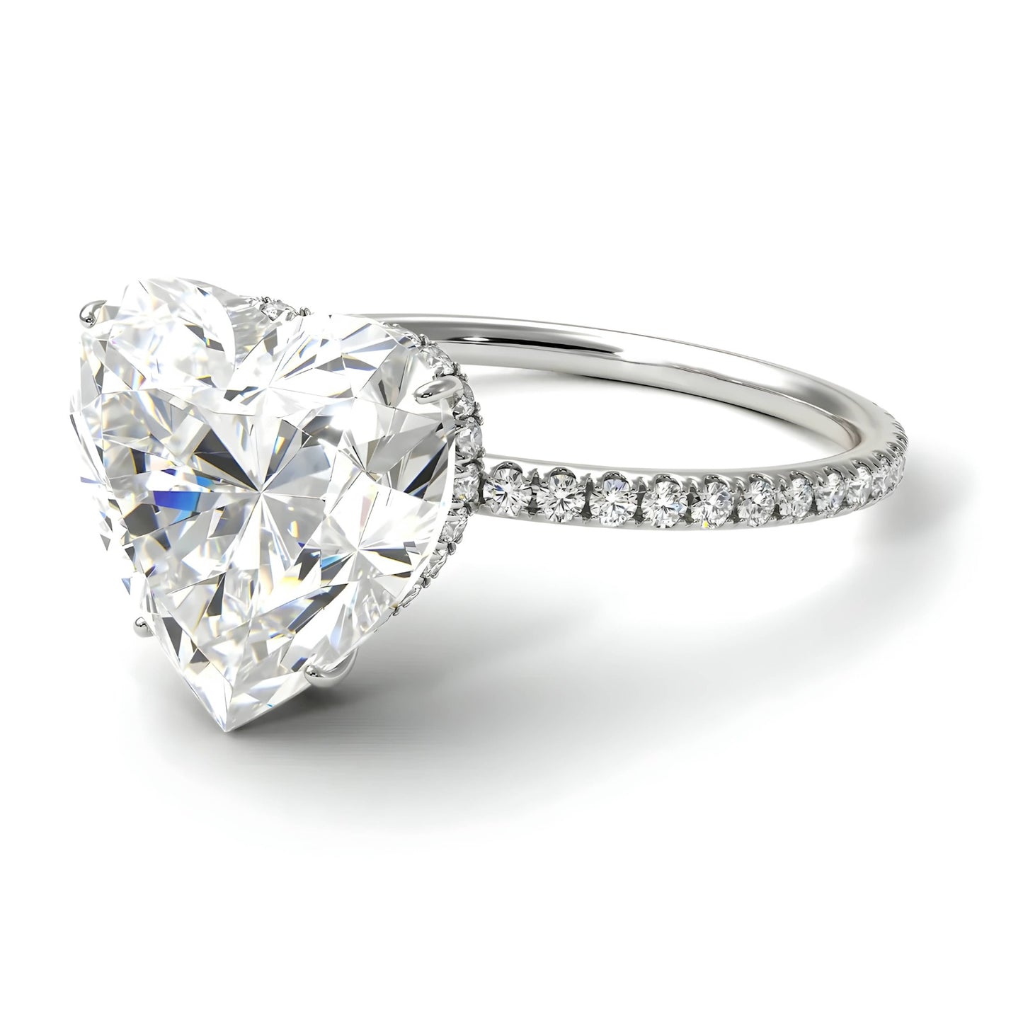 Heart Shape Romantic Engagement Ring. Choose Moissanite or Lab-Diamonds