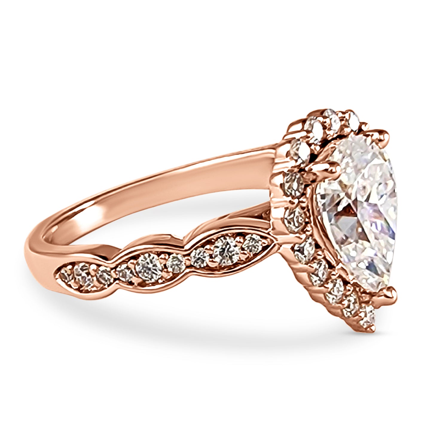 Pear cut, halo 2.5ct Antique Engagement Ring