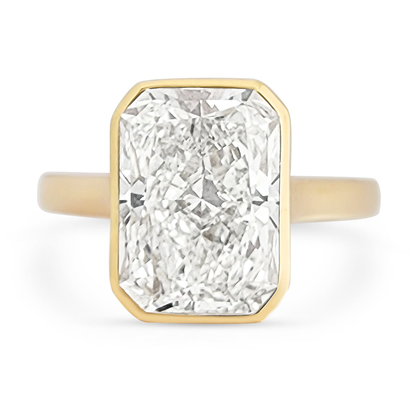 Radiant cut 3ct Bezel set Engagement Ring