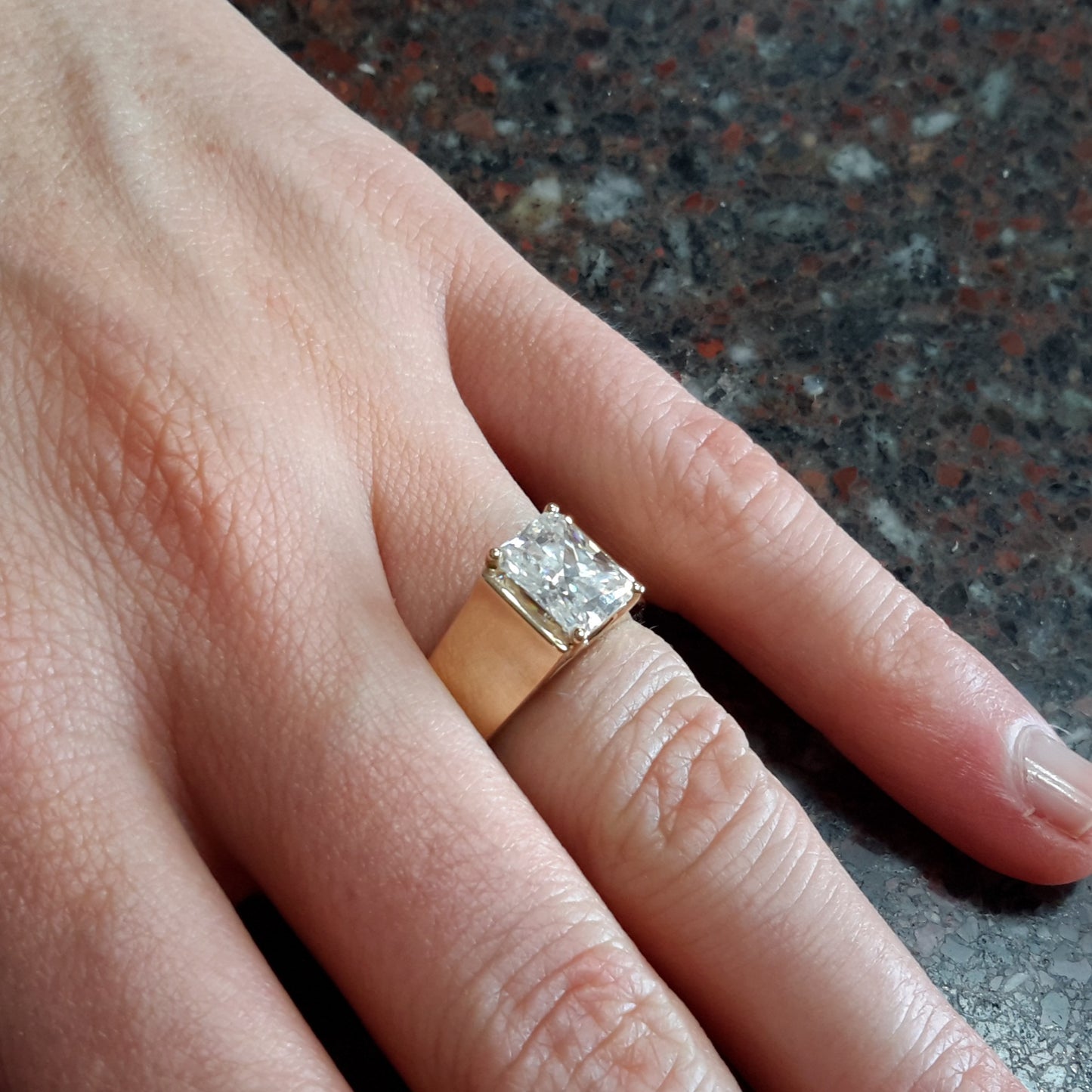 Radiant Cut, Wide Band Engagement Ring