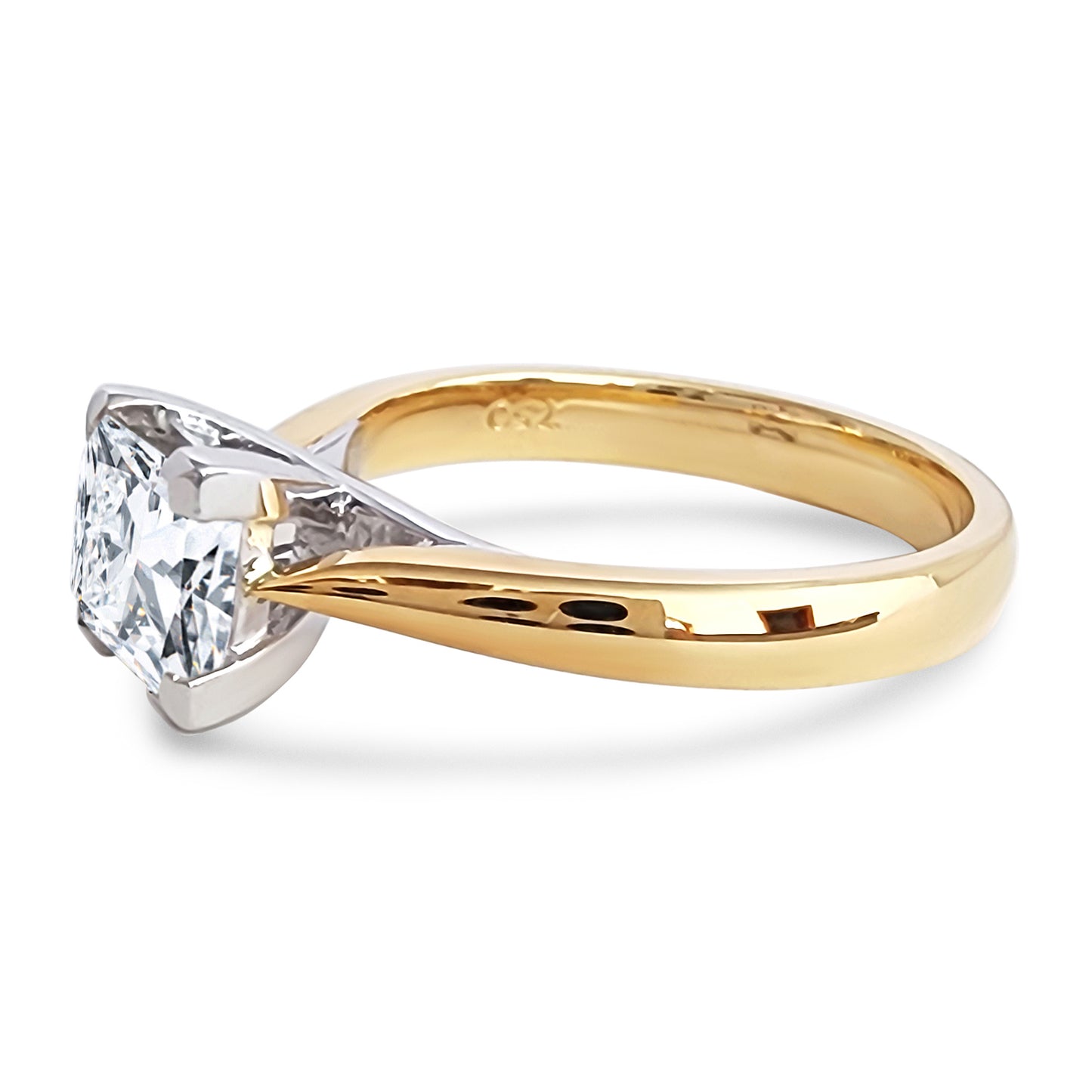 Princess cut 1ct Solitaire Engagement Ring. Choose Moissanite or Lab-Diamond
