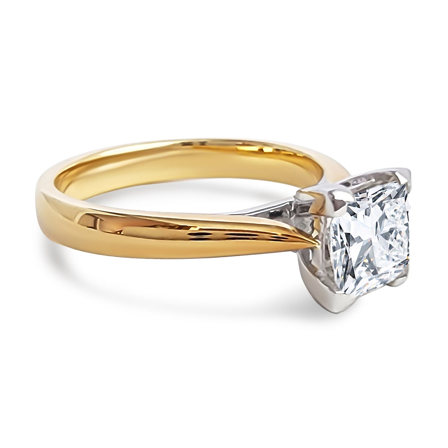 Princess cut 1ct Solitaire Engagement Ring. Choose Moissanite or Lab-Diamond