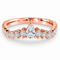 Contour Wedding Ring with Pear cut centre view 3
