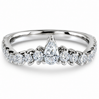 Contour Wedding Ring with Pear cut centre view 2