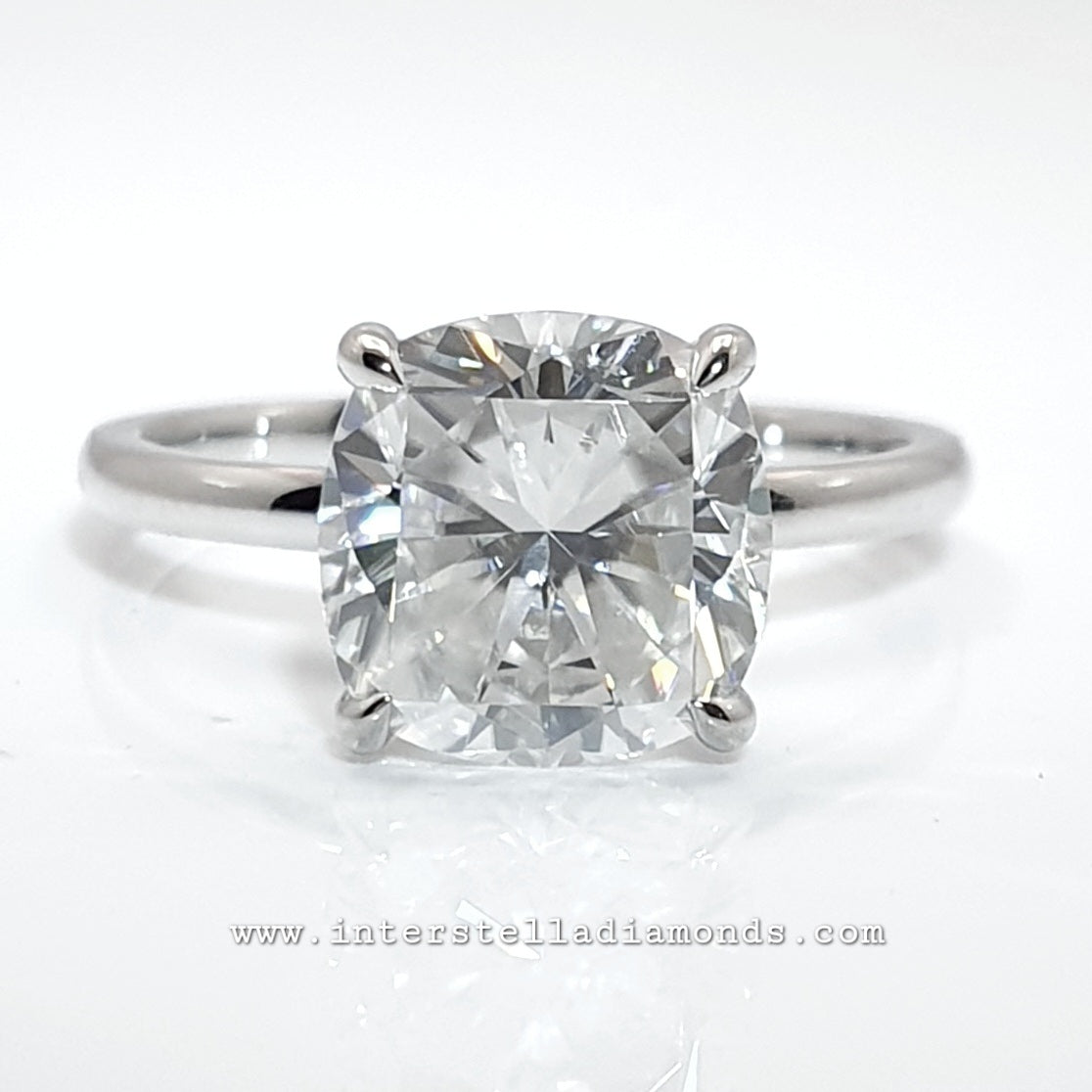 Solitaire 2.85ct Cushion Cut Engagement Ring