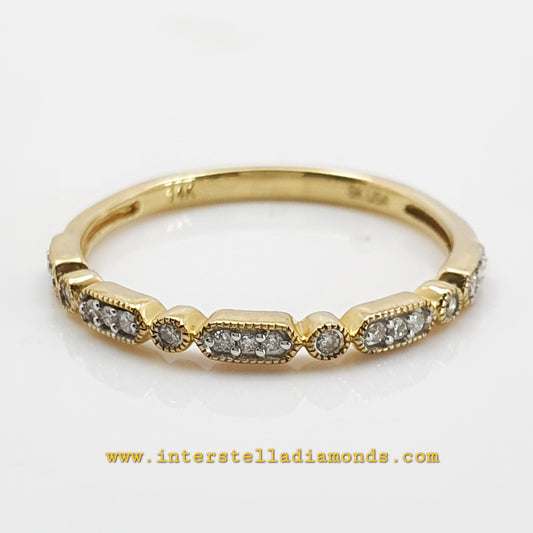 Stunning fine, 14k yellow gold wedding ring or stacker ring