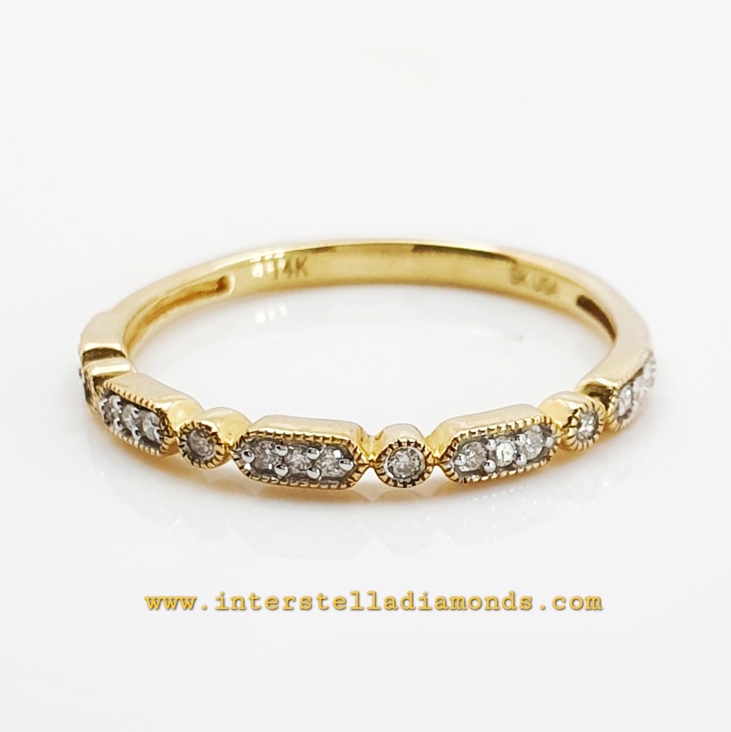 Stunning fine, 14k yellow gold wedding ring or stacker ring