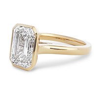 Emerald cut 3ct Engagement Ring Choose lab Diamond or Moissanite view 2