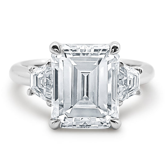 Emerald Cut Engagement Ring Choose Lab Diamond or Moissanite