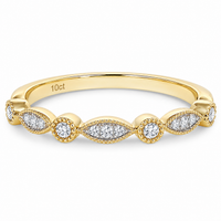 Fine wedding ring or stacker ring. 10k yellow and natural diamonds. view 1