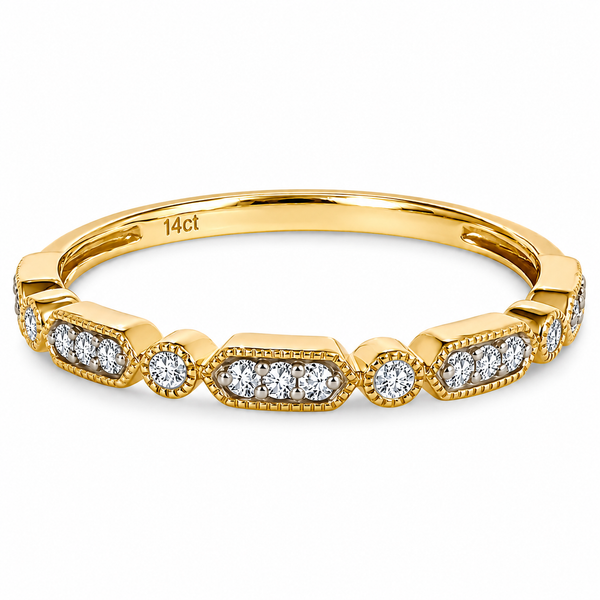 Stunning fine, 14k yellow gold wedding ring or stacker ring