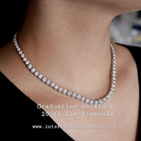 Tennis Necklace - Graduation Necklace Lab-Diamonds view 1