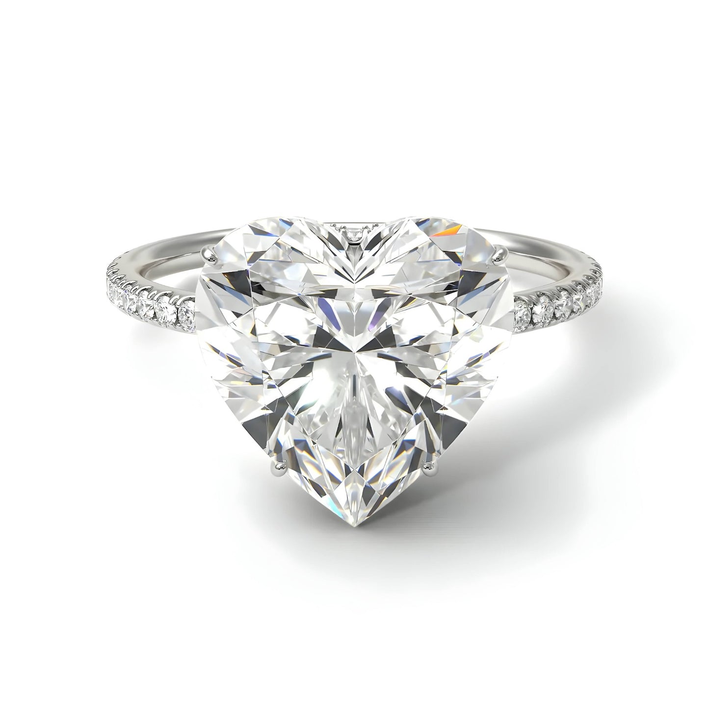 Heart Shape Romantic Engagement Ring. Choose Moissanite or Lab-Diamonds