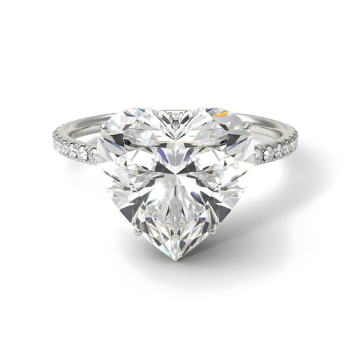 Heart Shape Romantic Engagement Ring. Choose Lab-Diamonds or Moissanite