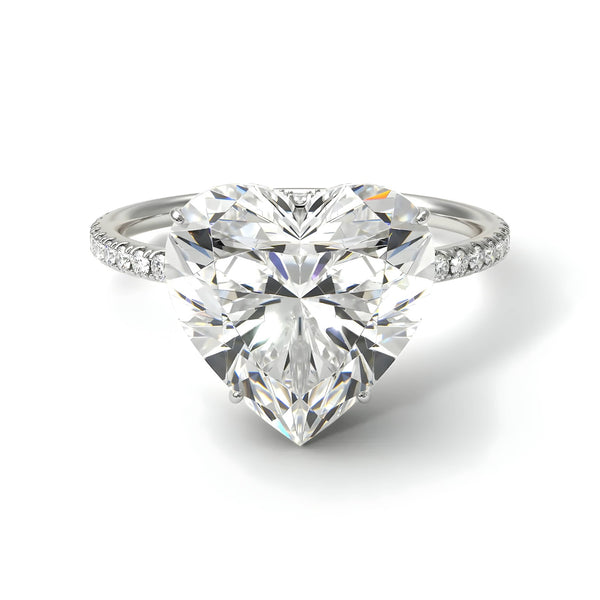 Heart Shape Romantic Engagement Ring. Choose Lab-Diamonds or Moissanite