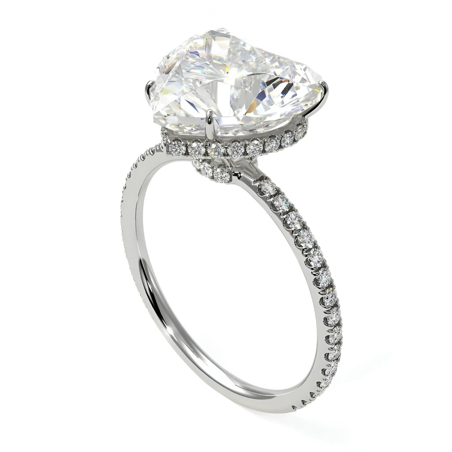 Heart Shape Romantic Engagement Ring. Choose Moissanite or Lab-Diamonds