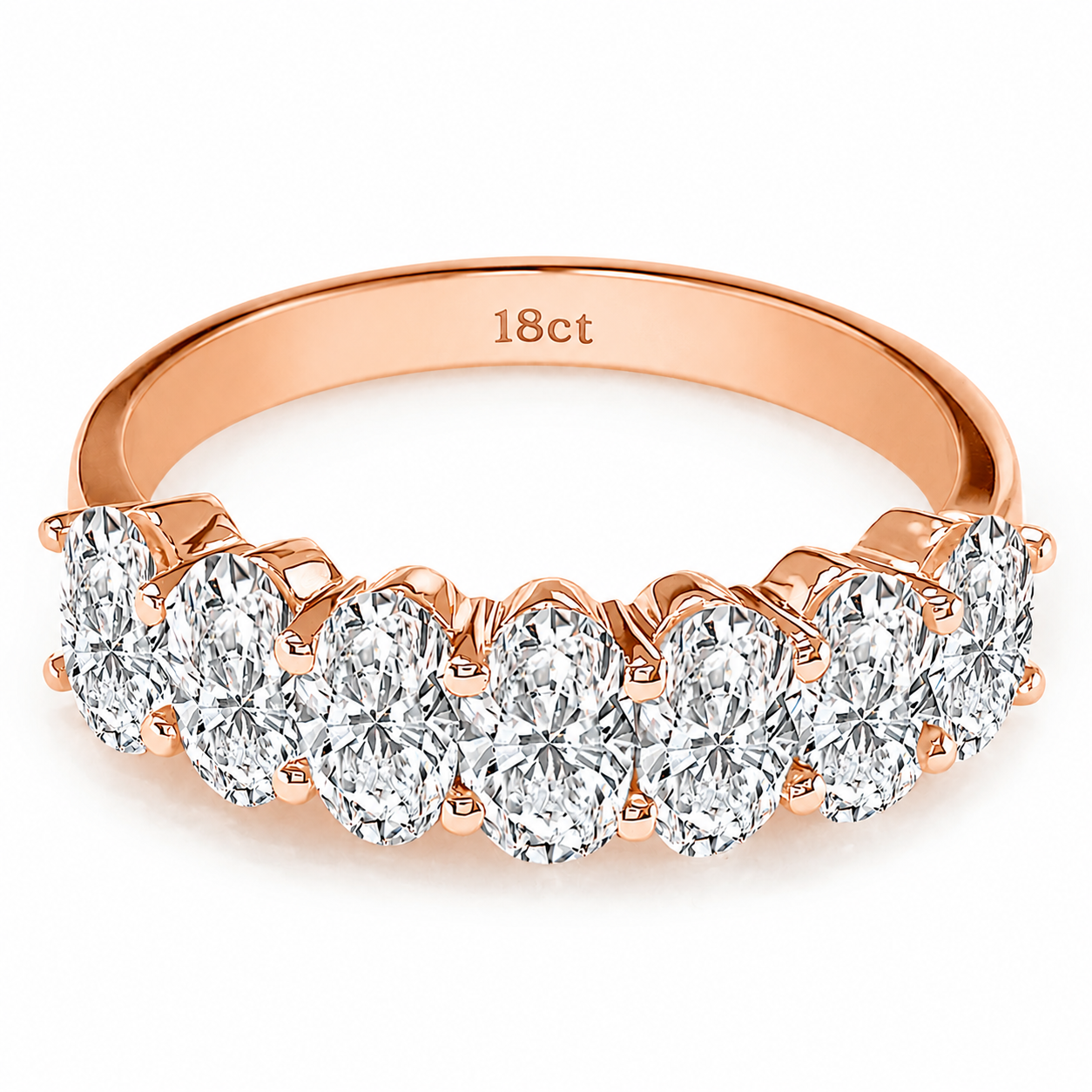 Stunning Wedding band, 2.1ct oval cut gemstones