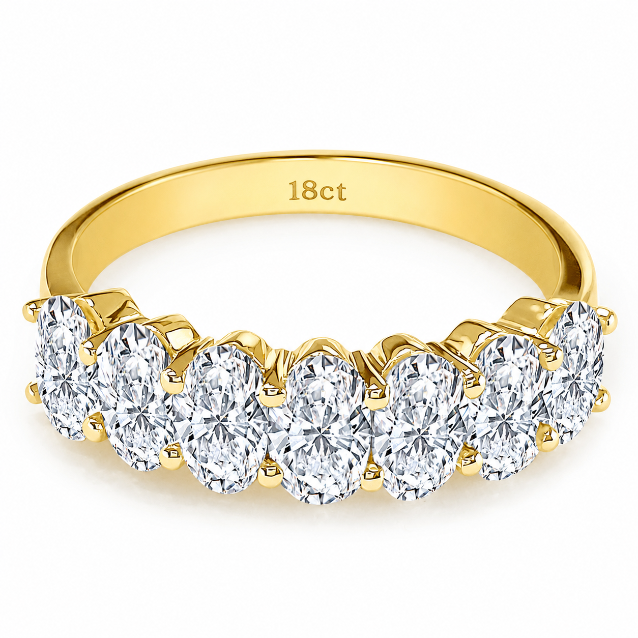 Stunning Wedding band, 2.1ct oval cut gemstones
