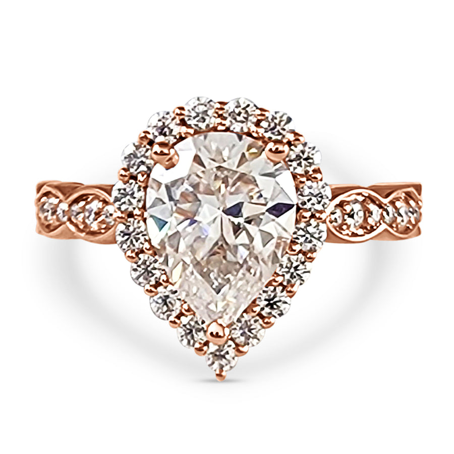 Pear cut, halo 2.5ct Antique Engagement Ring