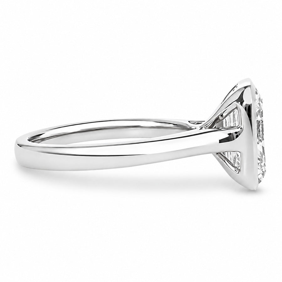 Radiant cut 3ct Bezel set Engagement Ring
