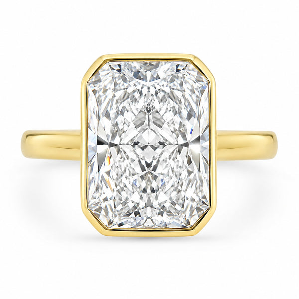 Radiant cut 3ct Bezel set Engagement Ring