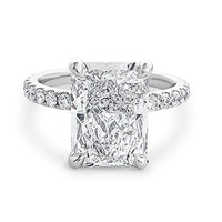 Radiant cut 4.35ct Engagement Ring. Lab Diamond or Moissanite view 1