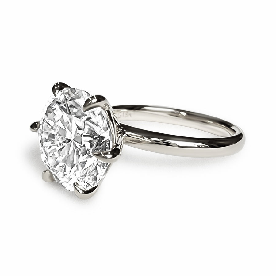 Solitaire 4ct Round Brilliant Cut Engagement Ring Choose Lab Diamond or Moissanite