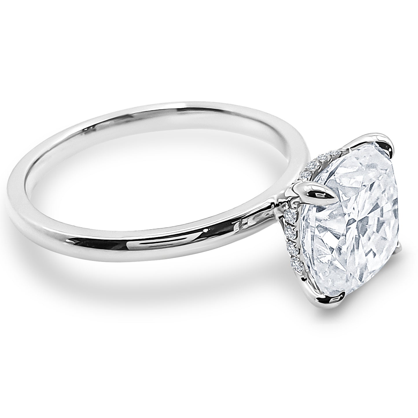 Cushion Cut Solitaire 2.95ct Engagement Ring. Lab Diamond or Moissanite